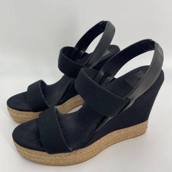 Black Tory Burch Two-Band Wedge Slingback - Picture 4 of 4
